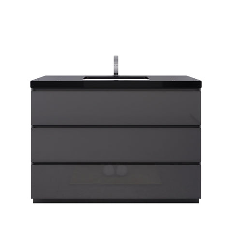 Stanley 48" High Gloss Gray Freestanding Vanity with Reinforced Acrylic Sink