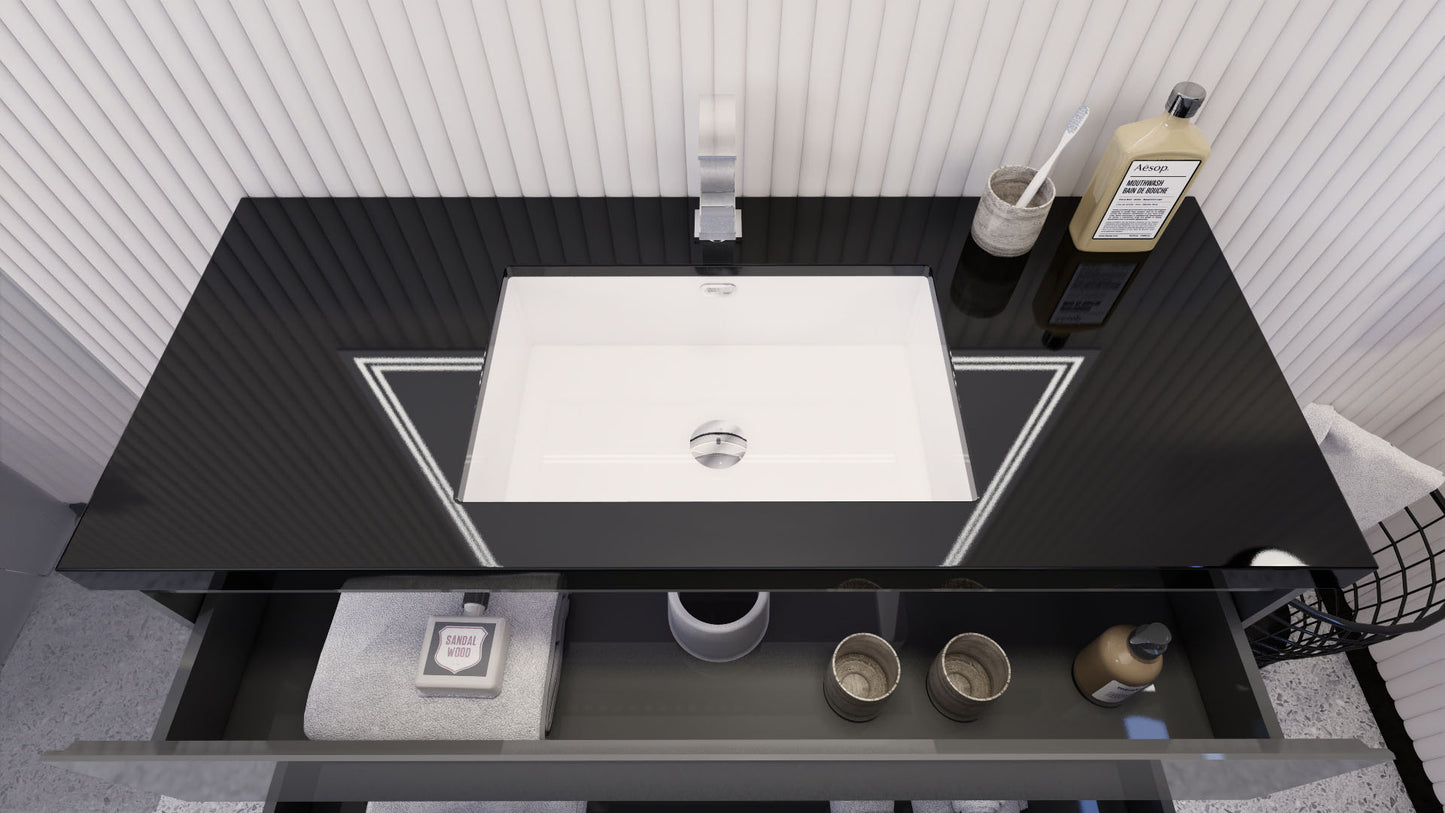 Stanley 48" High Gloss Gray Freestanding Vanity with Reinforced Acrylic Sink