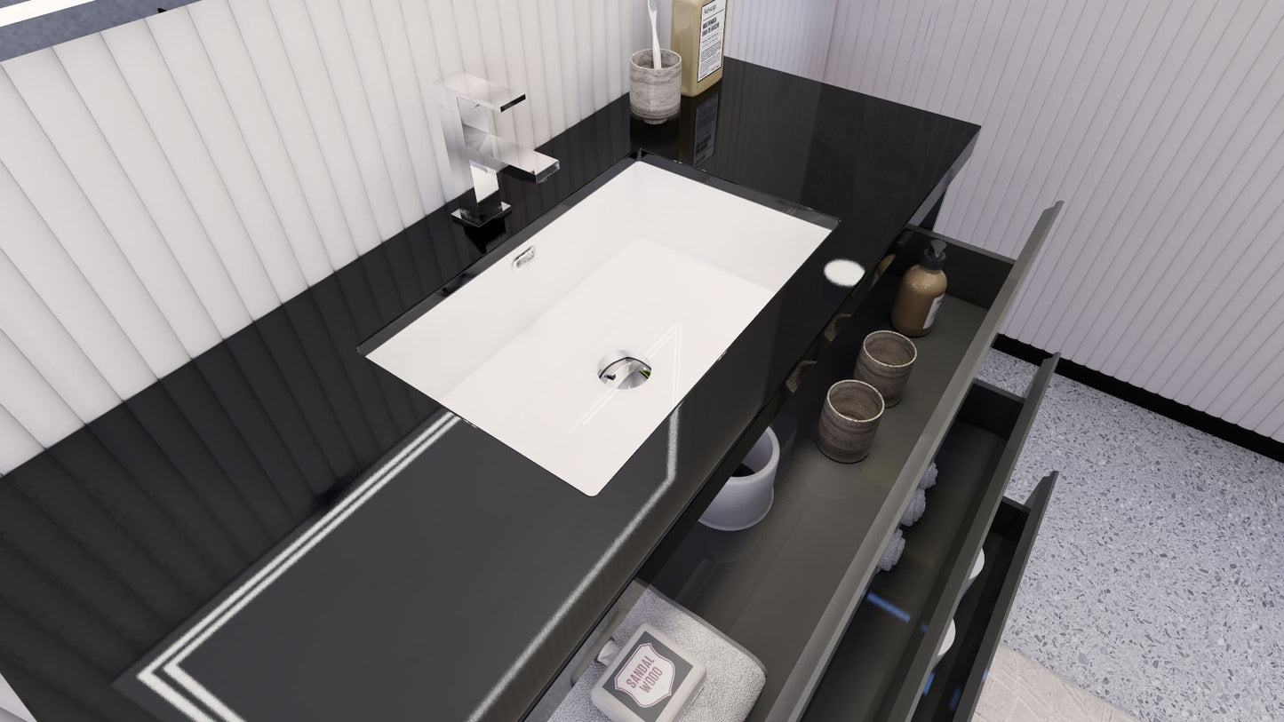 Stanley 48" High Gloss Gray Freestanding Vanity with Reinforced Acrylic Sink