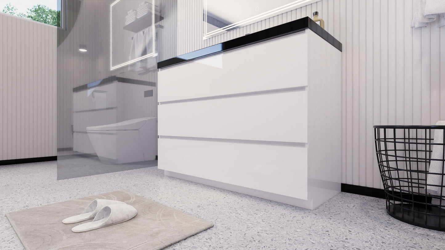 Stanley 48" High Gloss White Freestanding Vanity with Reinforced Acrylic Sink