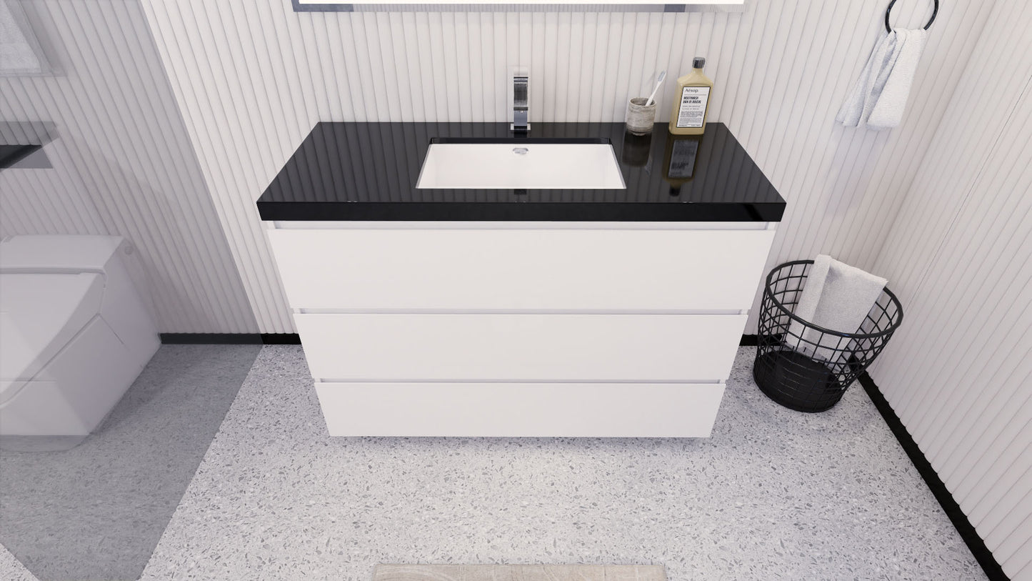 Stanley 48" High Gloss White Freestanding Vanity with Reinforced Acrylic Sink