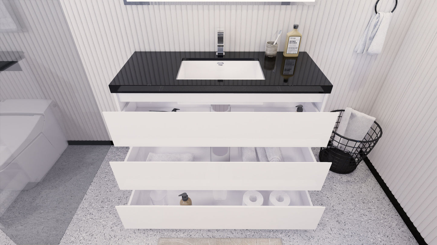 Stanley 48" High Gloss White Freestanding Vanity with Reinforced Acrylic Sink