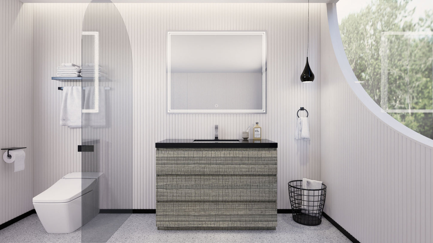 Stanley 48" High Gloss Ash Gray Freestanding Vanity with Reinforced Acrylic Sink