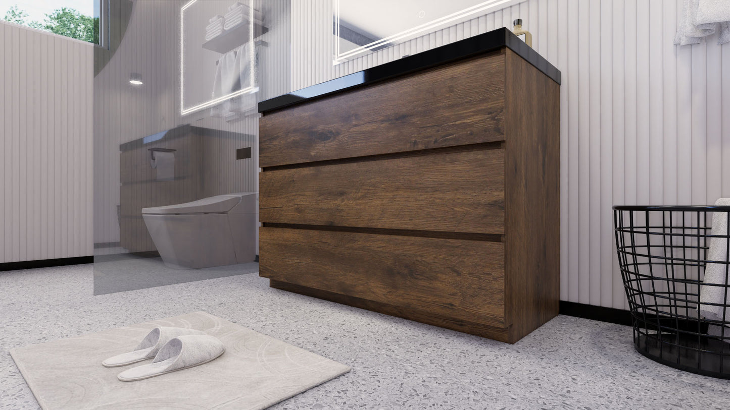 Stanley 48" Rosewood Freestanding Vanity with Reinforced Acrylic Sink