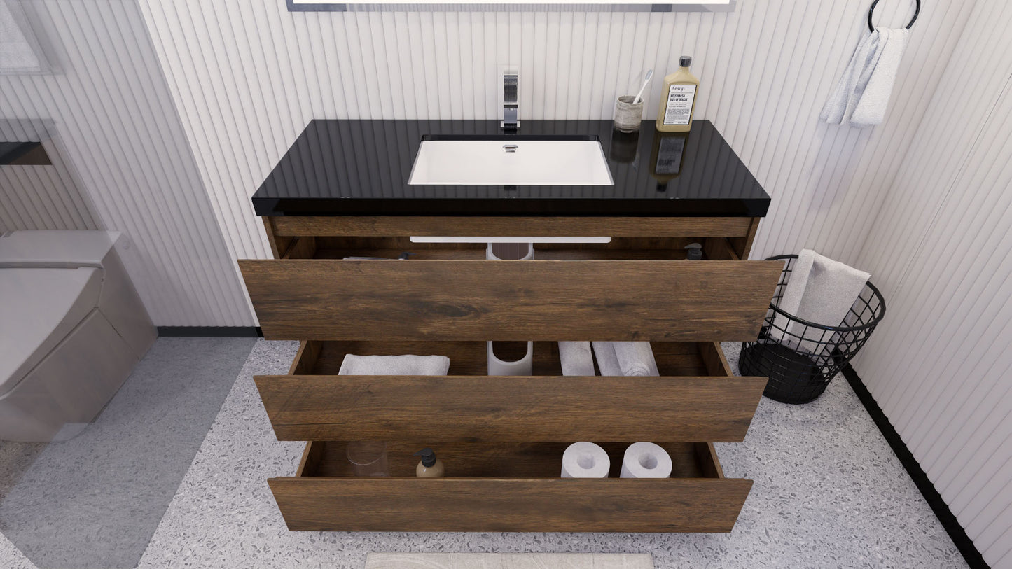 Stanley 48" Rosewood Freestanding Vanity with Reinforced Acrylic Sink