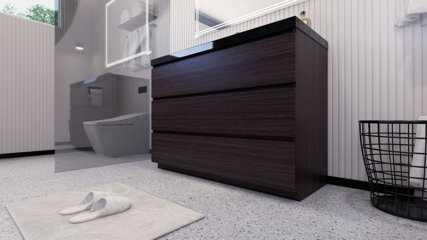 Stanley 48" Dark Gray Oak Freestanding Vanity with Reinforced Acrylic Sink