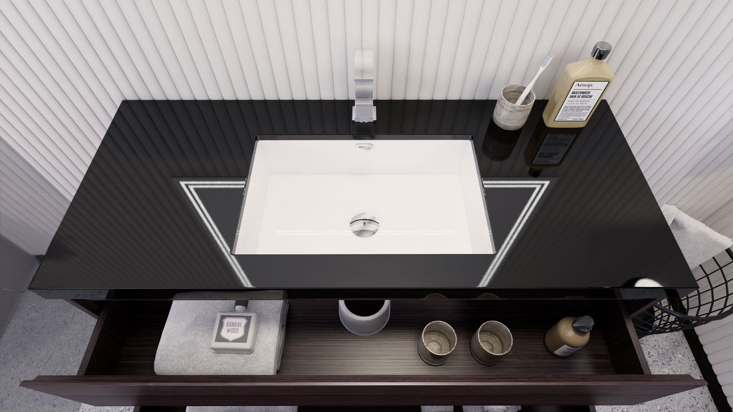 Stanley 48" Dark Gray Oak Freestanding Vanity with Reinforced Acrylic Sink