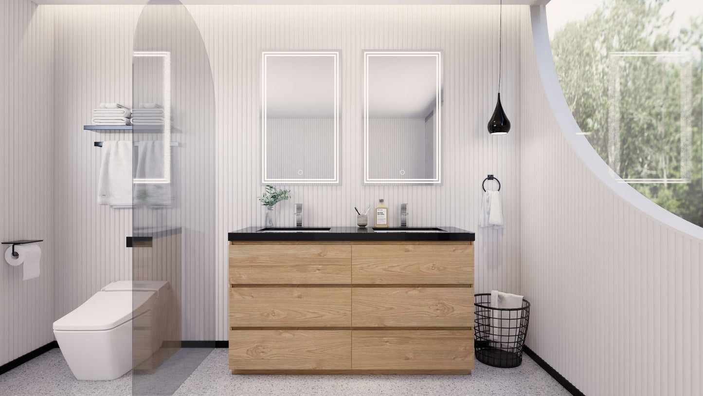 Stanley 60" New England Oak Freestanding Vanity with Reinforced Acrylic Sinks