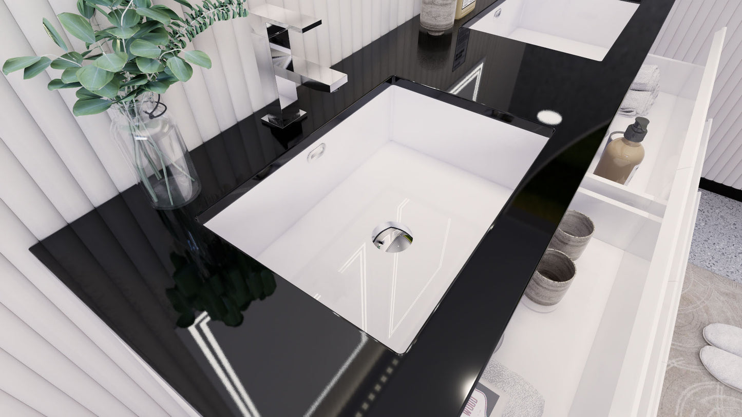 Stanley 60" High Gloss White Freestanding Vanity with Reinforced Acrylic Sinks