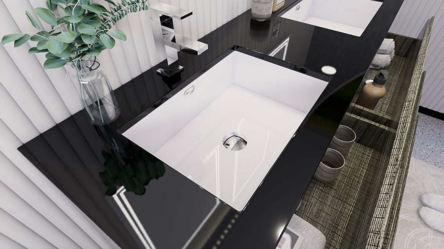 Stanley 60" High Gloss Ash Gray Freestanding Vanity with Reinforced Acrylic Sinks