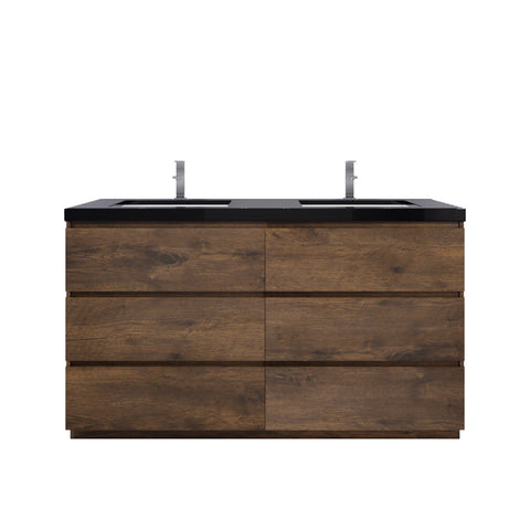 Stanley 60" Rosewood Freestanding Vanity with Reinforced Acrylic Sinks
