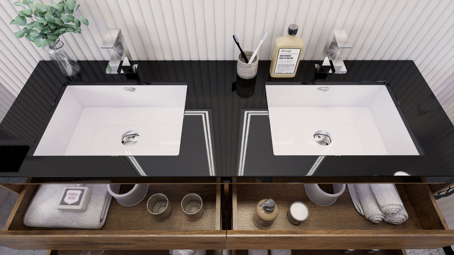 Stanley 60" Rosewood Freestanding Vanity with Reinforced Acrylic Sinks