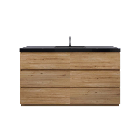 Stanley 60" Natural Oak Freestanding Vanity with Reinforced Acrylic Sink
