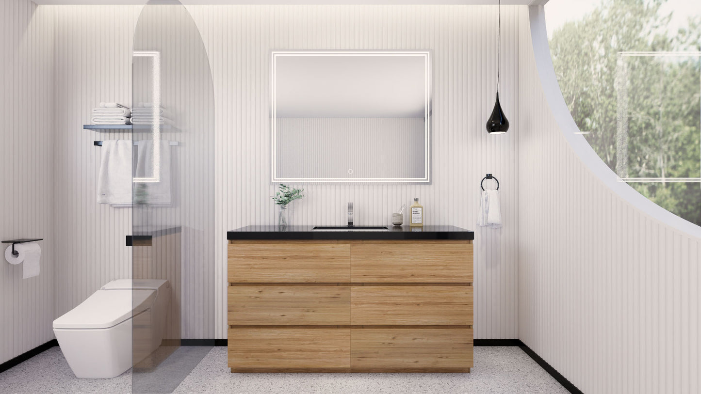 Stanley 60" Natural Oak Freestanding Vanity with Reinforced Acrylic Sink