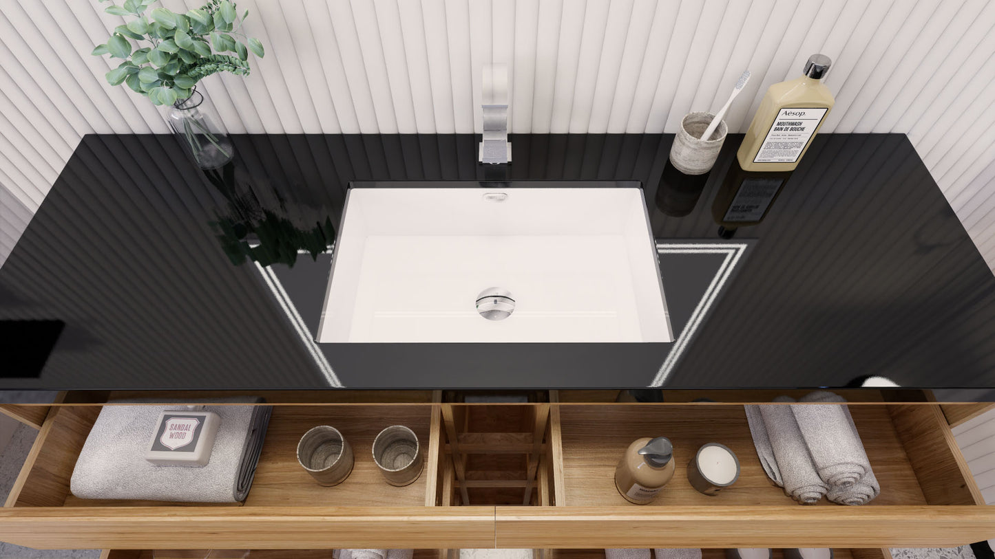 Stanley 60" Natural Oak Freestanding Vanity with Reinforced Acrylic Sink