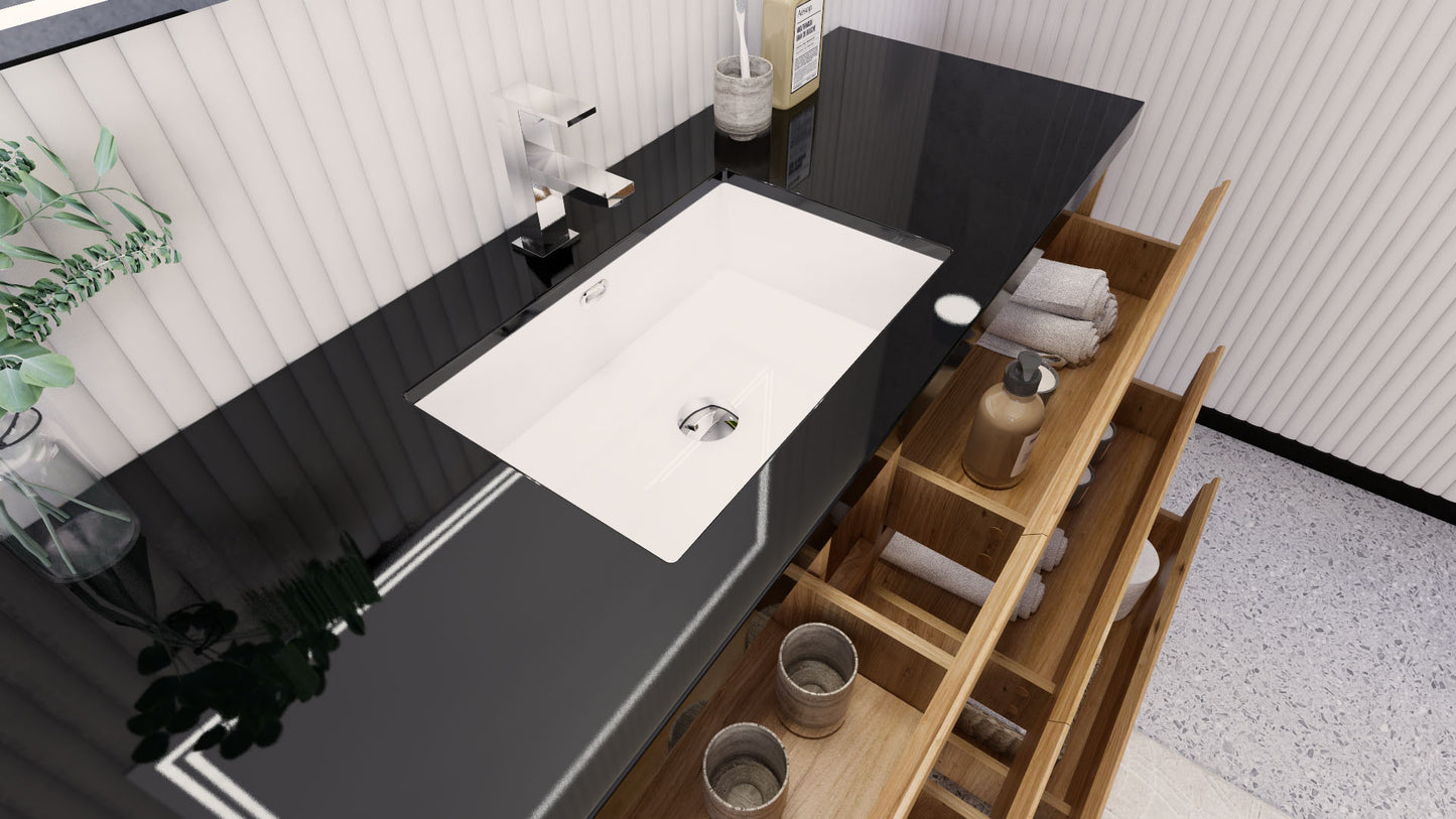 Stanley 60" Natural Oak Freestanding Vanity with Reinforced Acrylic Sink