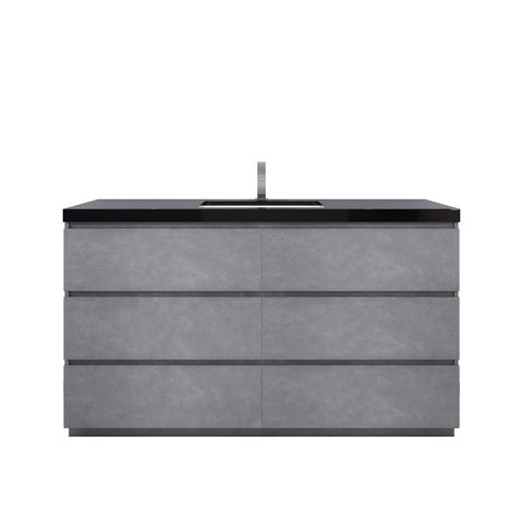 Stanley 60" Cement Gray Freestanding Vanity with Reinforced Acrylic Sink