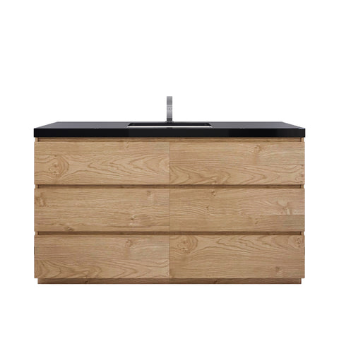 Stanley 60" New England Oak Freestanding Vanity with Reinforced Acrylic Sink
