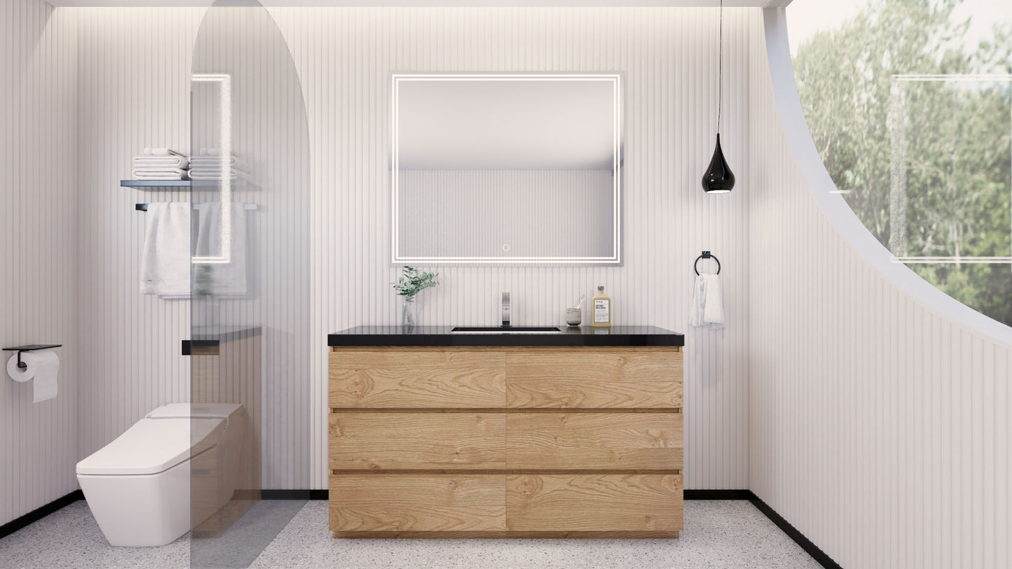 Stanley 60" New England Oak Freestanding Vanity with Reinforced Acrylic Sink