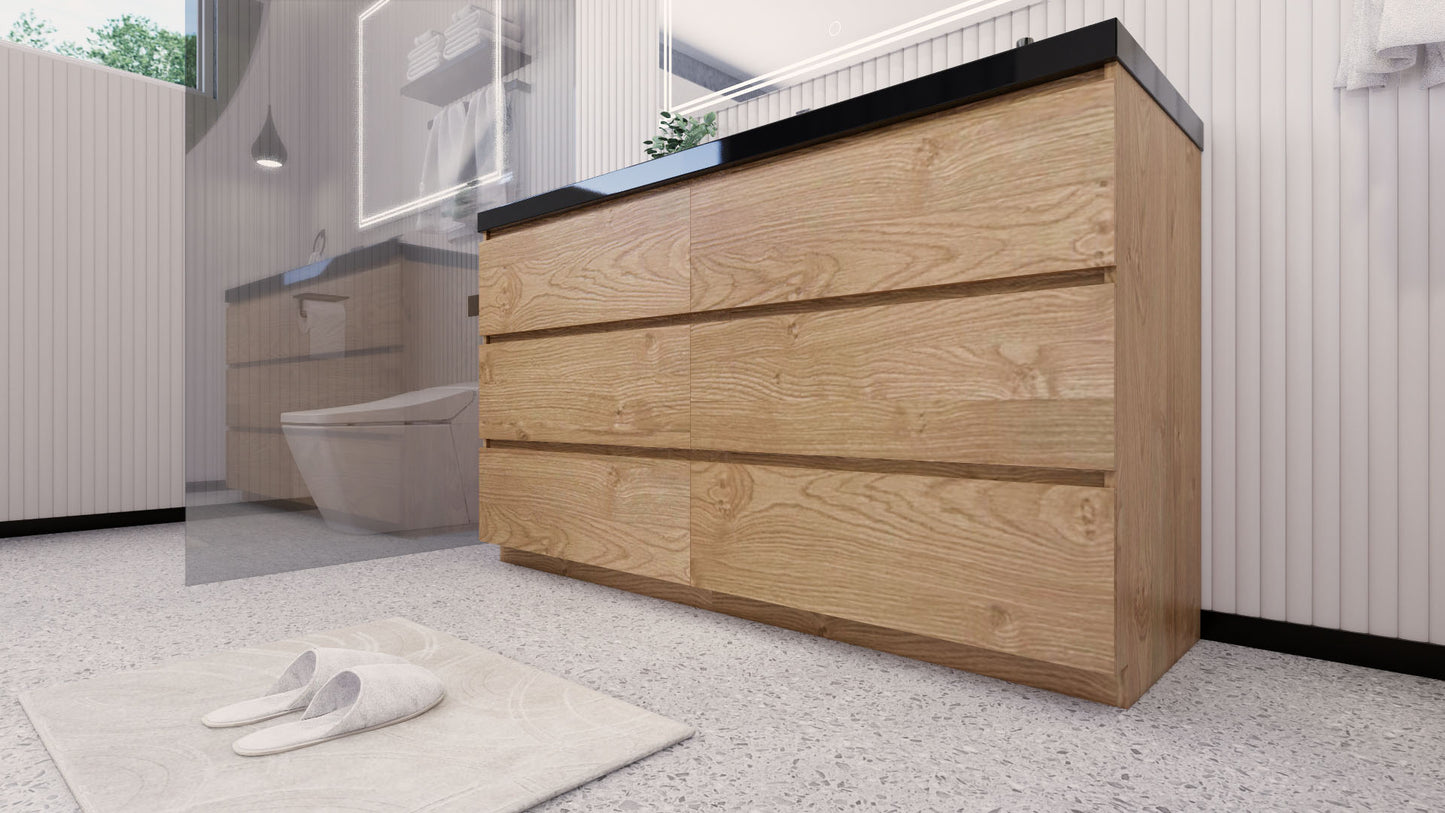 Stanley 60" New England Oak Freestanding Vanity with Reinforced Acrylic Sink