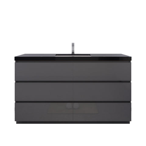 Stanley 60" High Gloss Gray Freestanding Vanity with Reinforced Acrylic Sink