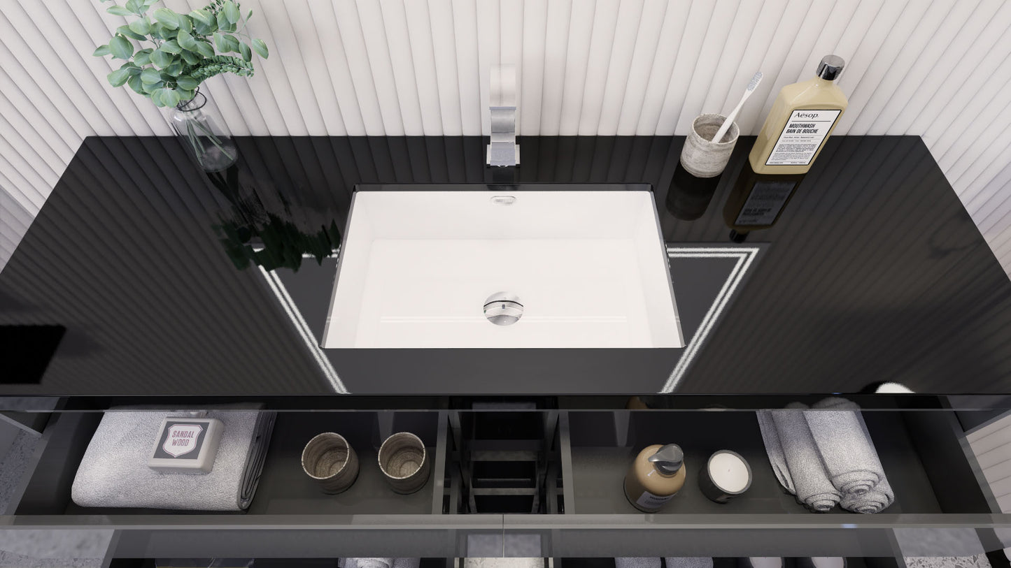 Stanley 60" High Gloss Gray Freestanding Vanity with Reinforced Acrylic Sink