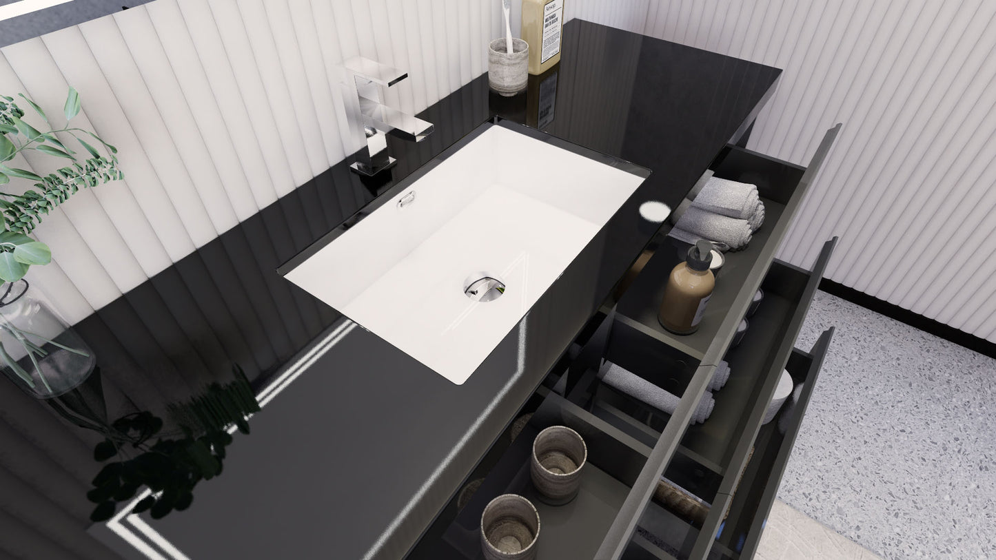Stanley 60" High Gloss Gray Freestanding Vanity with Reinforced Acrylic Sink