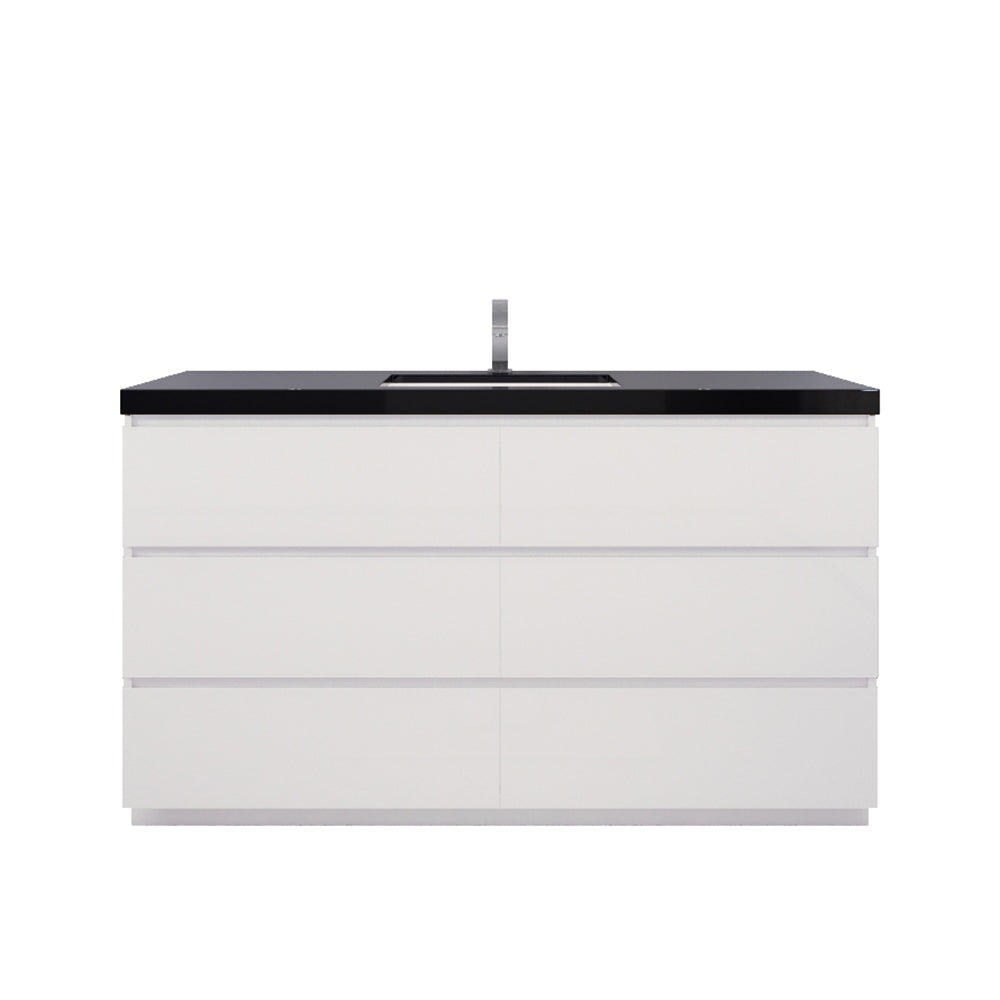 Stanley 60" High Gloss White Freestanding Vanity with Reinforced Acrylic Sink
