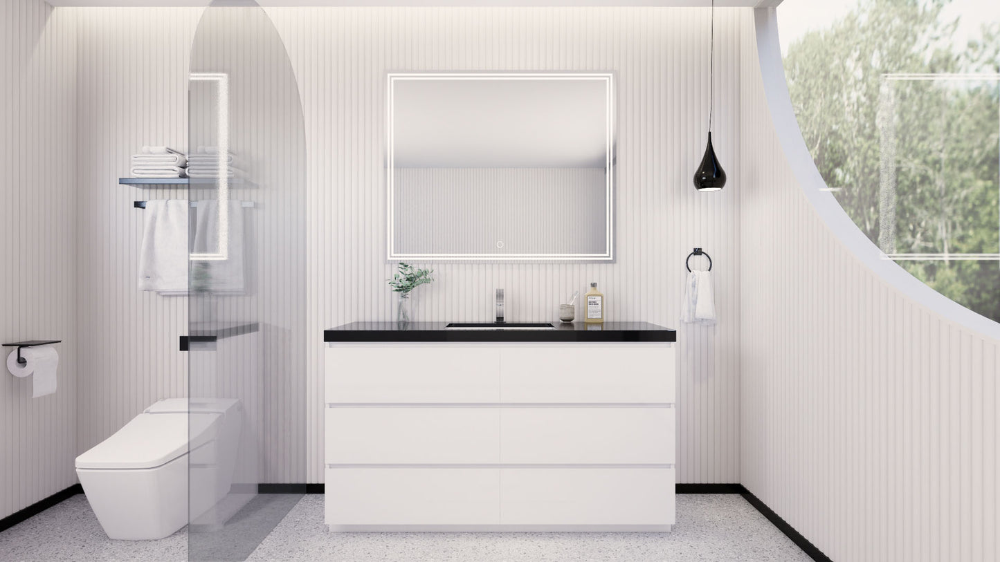 Stanley 60" High Gloss White Freestanding Vanity with Reinforced Acrylic Sink