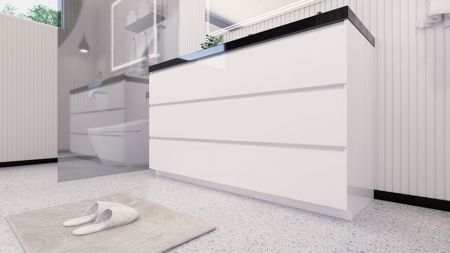 Stanley 60" High Gloss White Freestanding Vanity with Reinforced Acrylic Sink