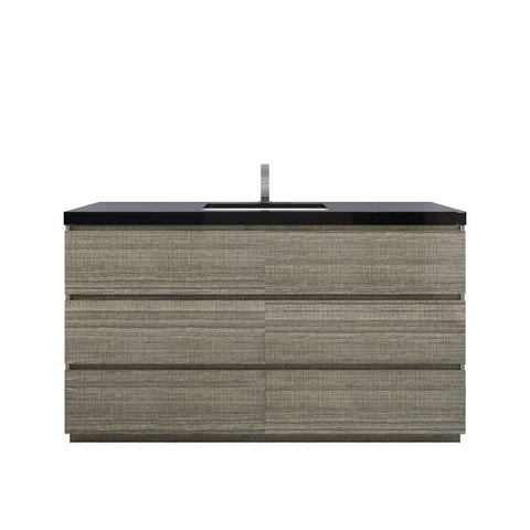 Stanley 60" High Gloss Ash Gray Freestanding Vanity with Reinforced Acrylic Sink