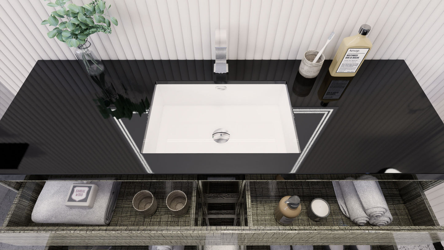 Stanley 60" High Gloss Ash Gray Freestanding Vanity with Reinforced Acrylic Sink