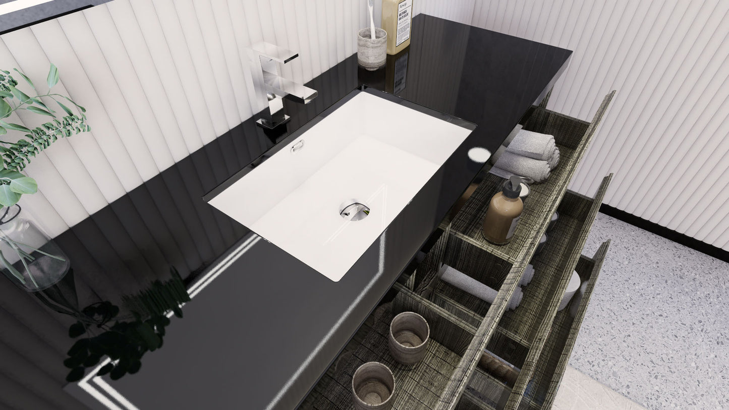 Stanley 60" High Gloss Ash Gray Freestanding Vanity with Reinforced Acrylic Sink