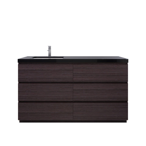 Stanley 60" Dark Gray Oak Freestanding Vanity with Reinforced Acrylic Left Side Sink