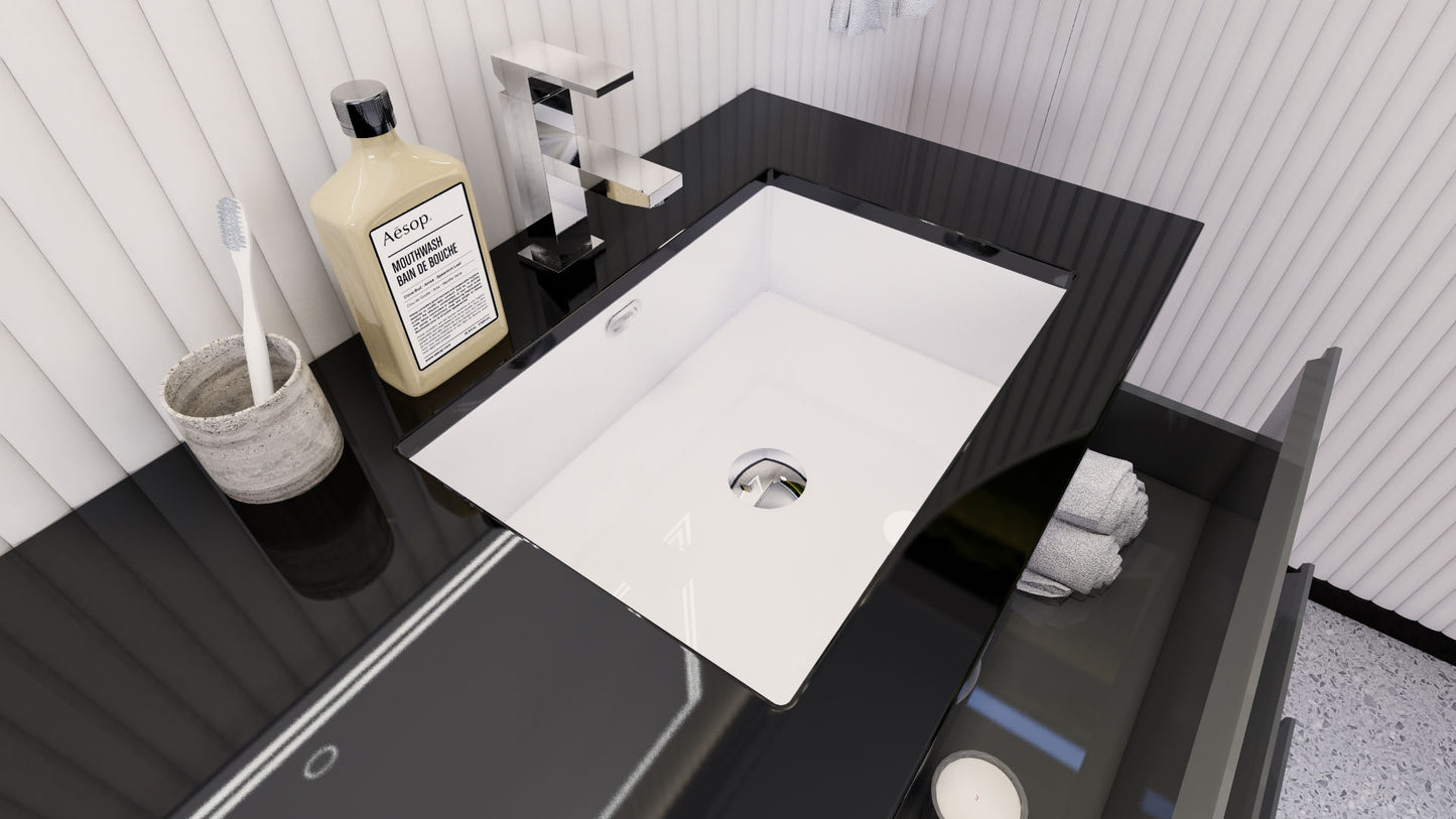 Stanley 60" High Gloss Gray Freestanding Vanity with Reinforced Acrylic Right Side Sink