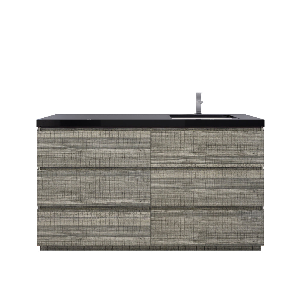 Stanley 60" High Gloss Ash Gray Freestanding Vanity with Reinforced Acrylic Right Side Sink
