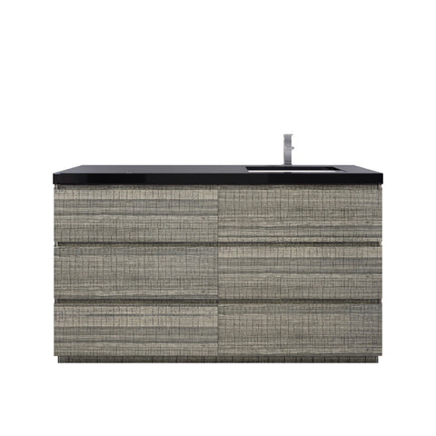 Stanley 60" High Gloss Ash Gray Freestanding Vanity with Reinforced Acrylic Right Side Sink