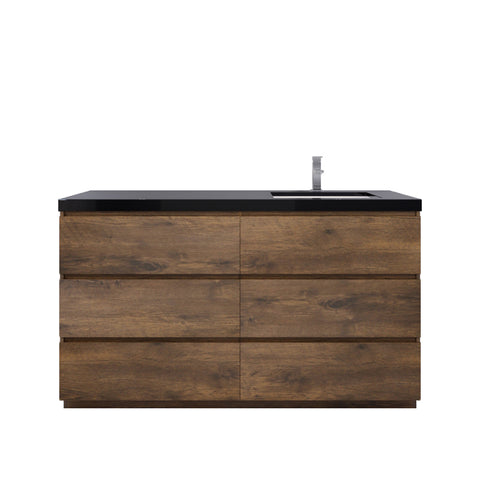 Stanley 60" Rosewood Freestanding Vanity with Reinforced Acrylic Right Side Sink