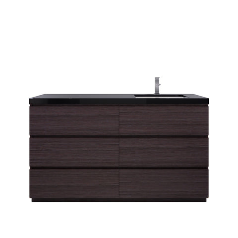 Stanley 60" Dark Gray Oak Freestanding Vanity with Reinforced Acrylic Right Side Sink