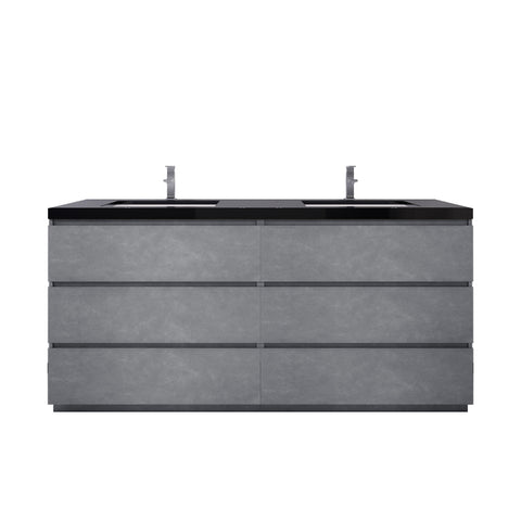 Stanley 72" Cement Gray Freestanding Vanity with Reinforced Acrylic Sinks