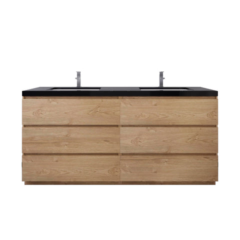 Stanley 72" New England Oak Freestanding Vanity with Reinforced Acrylic Sinks