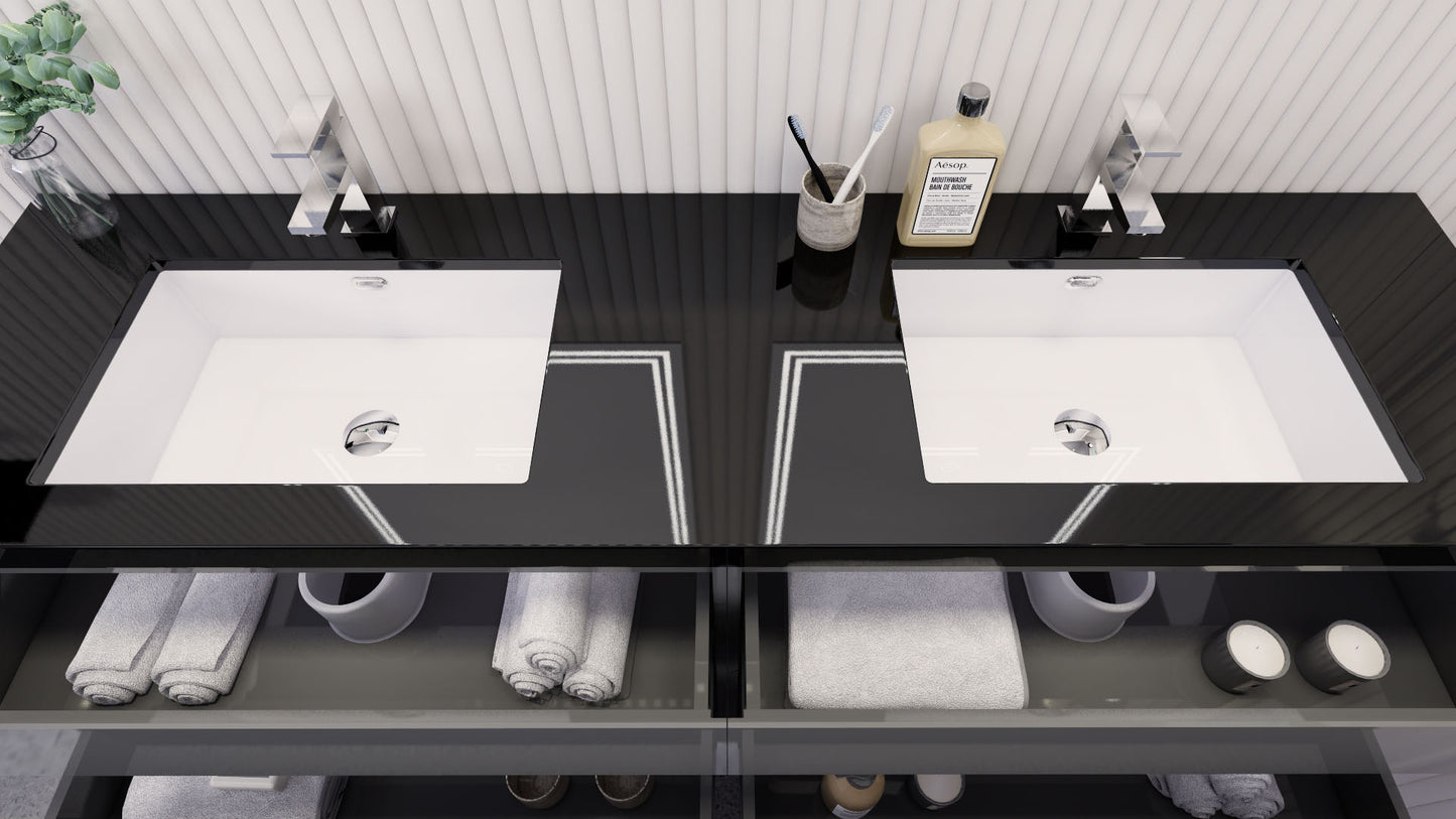 Stanley 72" High Gloss Gray Freestanding Vanity with Reinforced Acrylic Sinks