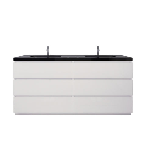 Stanley 72" High Gloss White Freestanding Vanity with Reinforced Acrylic Sinks