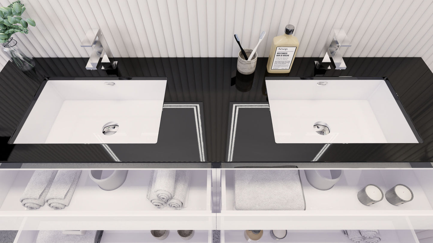 Stanley 72" High Gloss White Freestanding Vanity with Reinforced Acrylic Sinks