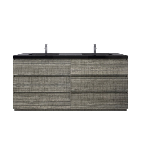 Stanley 72" High Gloss Ash Gray Freestanding Vanity with Reinforced Acrylic Sinks