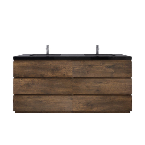 Stanley 72" Rosewood Freestanding Vanity with Reinforced Acrylic Sinks