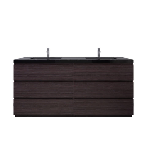 Stanley 72" Dark Gray Oak Freestanding Vanity with Reinforced Acrylic Sinks