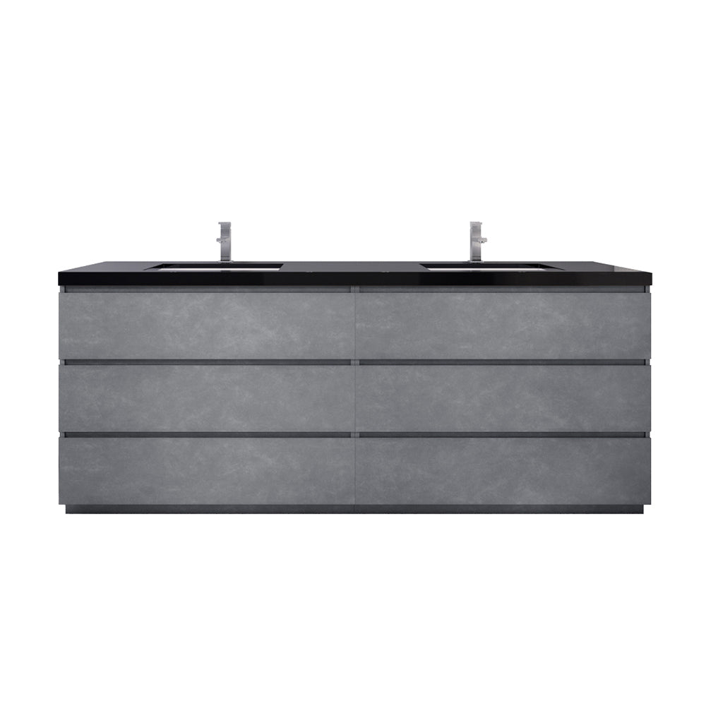 Stanley 84" Cement Gray Freestanding Vanity with Reinforced Acrylic Sinks