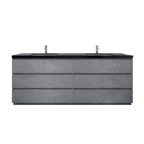 Stanley 84" Cement Gray Freestanding Vanity with Reinforced Acrylic Sinks
