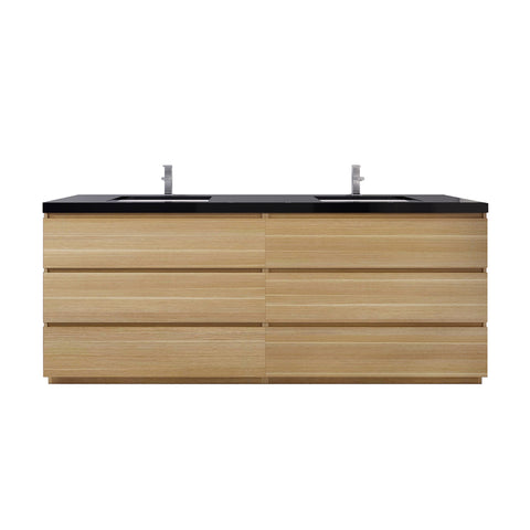 Stanley 84" White Oak Freestanding Vanity with Reinforced Acrylic Sinks